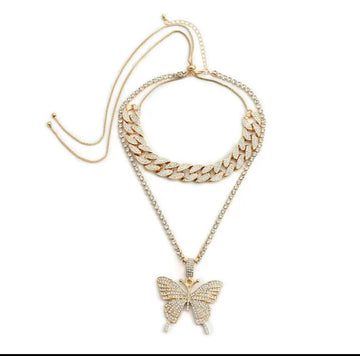 Double layer Butterfly Necklace