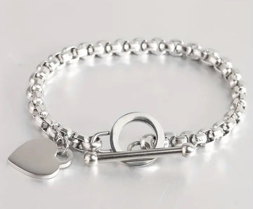 Silver Bracelet W/Heart Charm