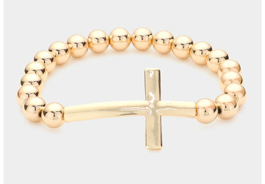 Cross pendant stretch bracelet