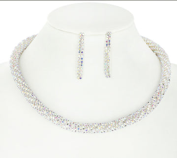 Crystal Rhinestone Choker Necklace Set