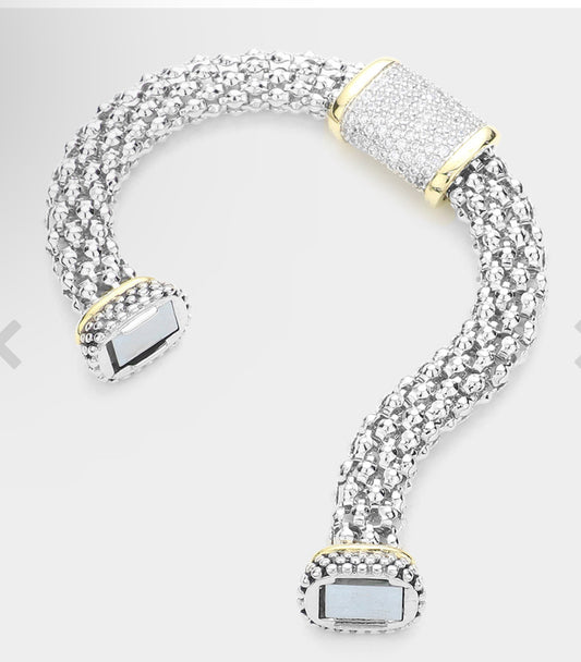 Two Tone CZ Stone Pave Bracelet