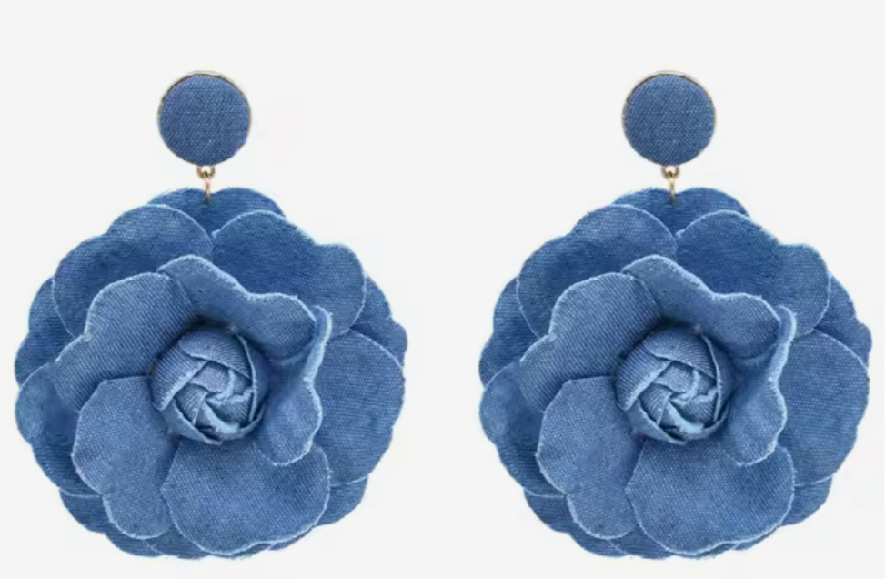 Denim Flower Earrings