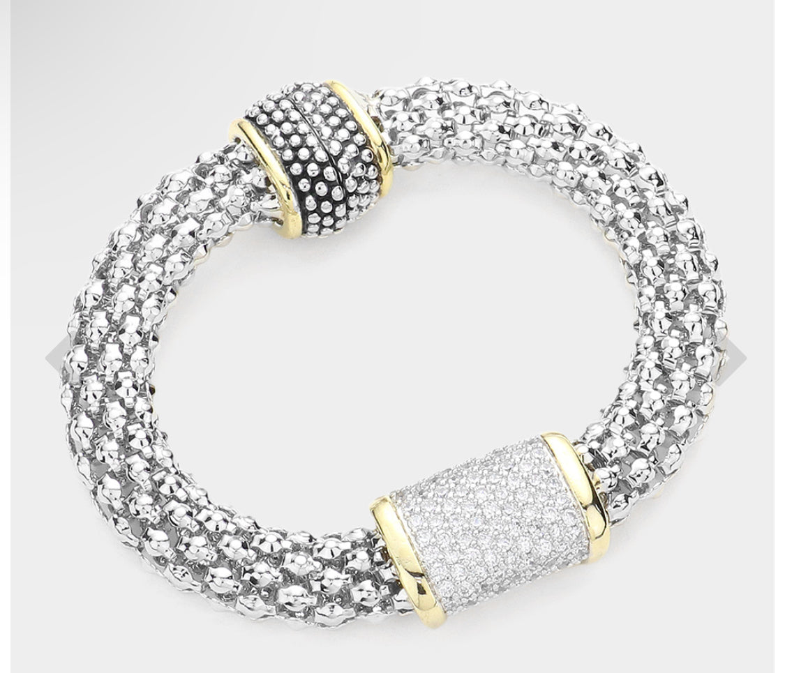 Two Tone CZ Stone Pave Bracelet