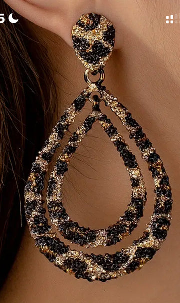 Leopard teardrop earrings