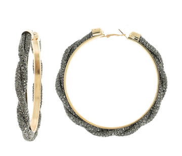 Hematite Blingy Hoops