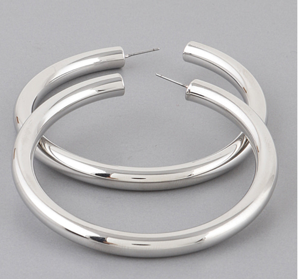 Silver or Gold Shiny Hoops