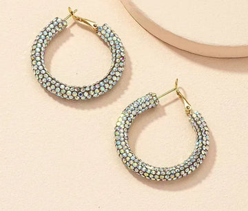 Small Silver/AB Bling hoops