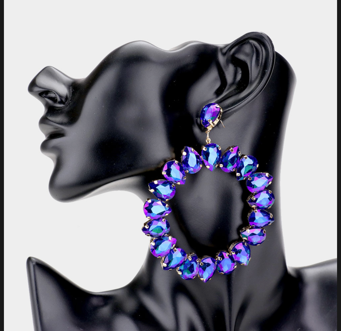 Teardrop Crystal Evening Earrings