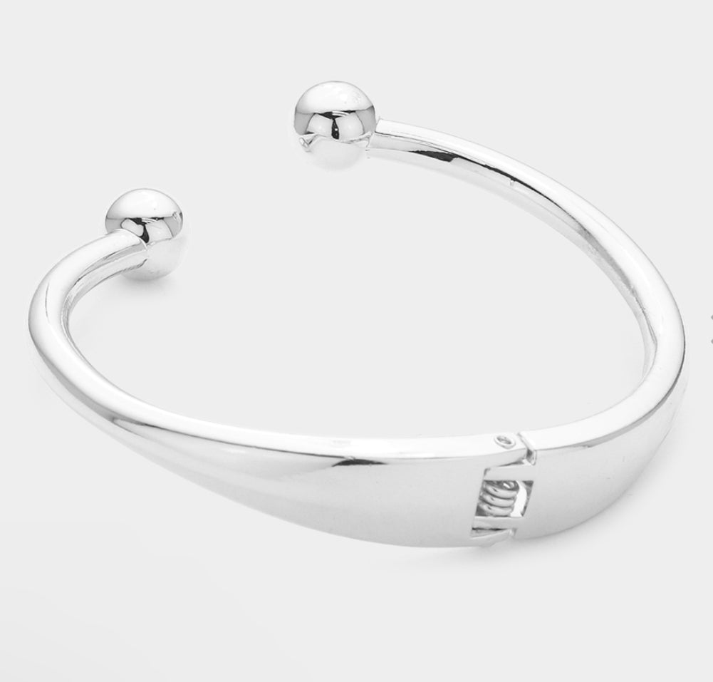 Metal ball tip hinged bangle