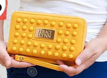 Mustard Studded Wristlet