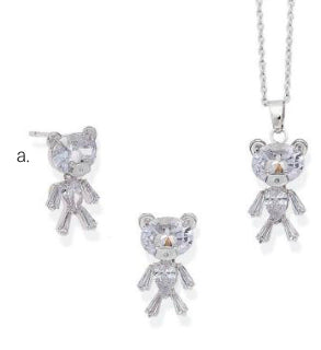 Teddy Bear Necklace & Earring Set