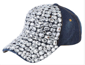 Denim Rhinestone Fashion Cap